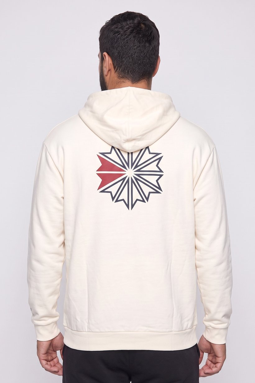 Men Sportswear Fit Long Sleeve Outdoor Hoodie, Light Beige