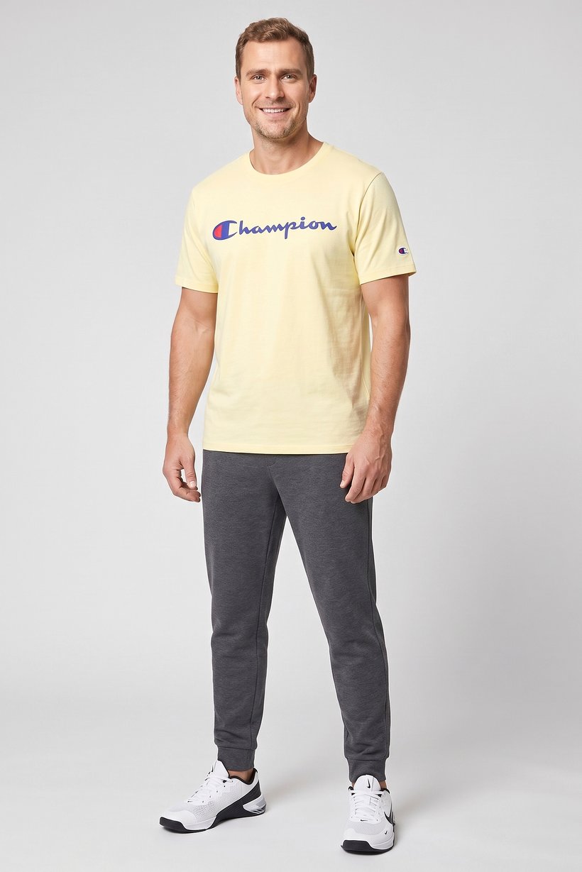 Men Sportswear Fit Short Sleeve Outdoor T-Shirt, Yellow