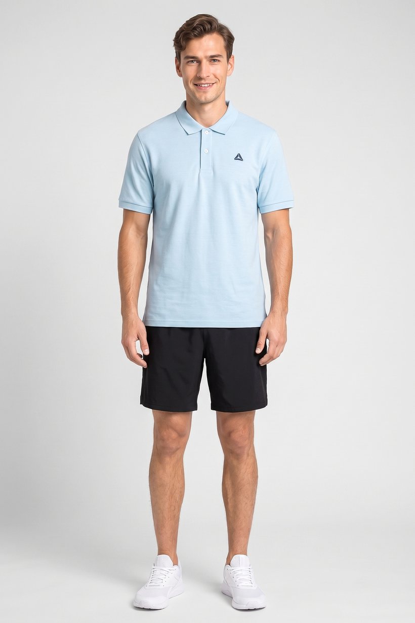 Men Sportswear Fit Short Sleeve Outdoor Polo Shirt, Sky Blue