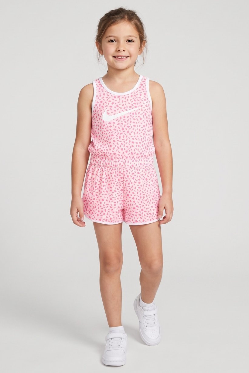 Toddlers Girl Allover Print Sleeveless Outdoor Romper, Multicolor