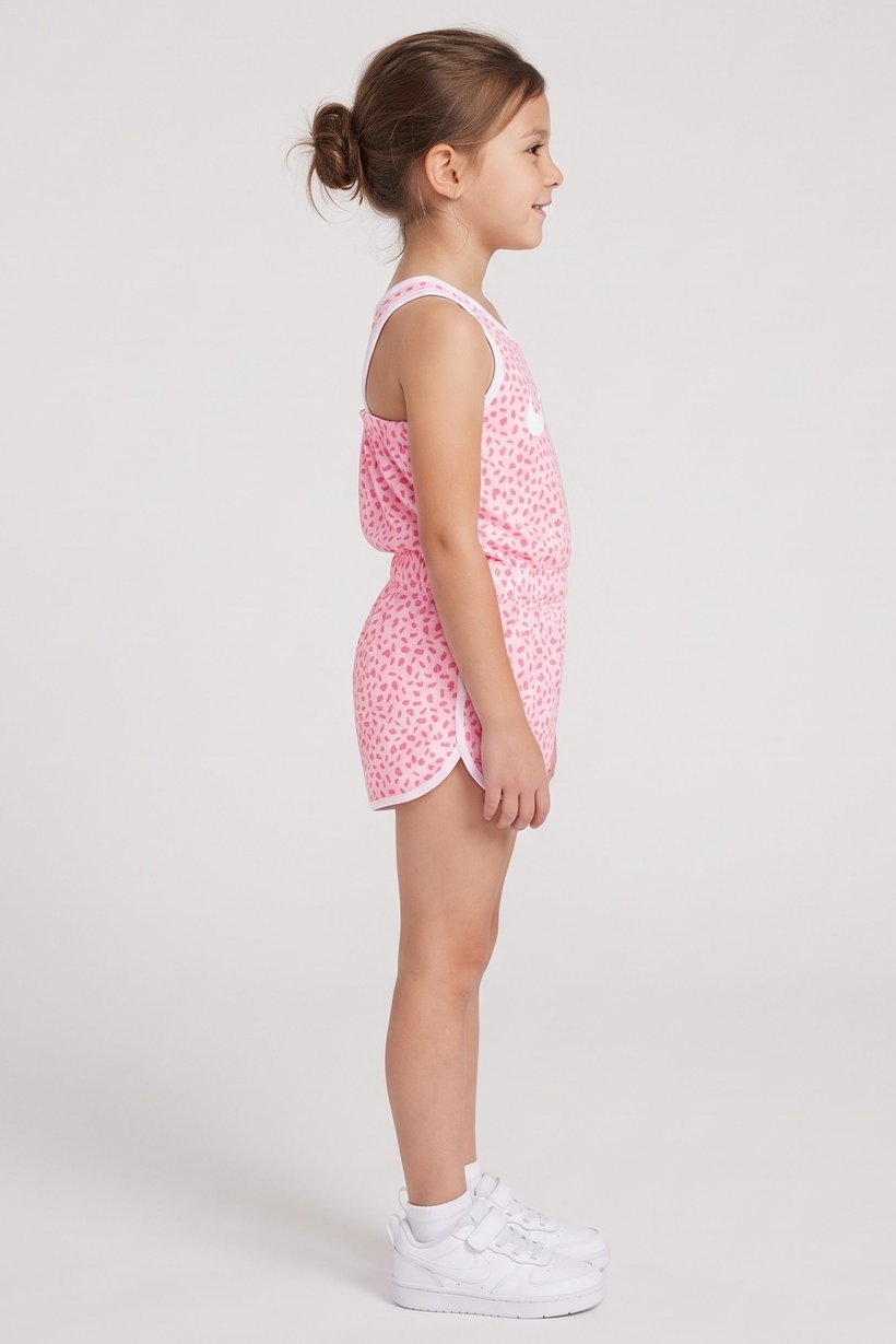 Toddlers Girl Allover Print Sleeveless Outdoor Romper, Multicolor