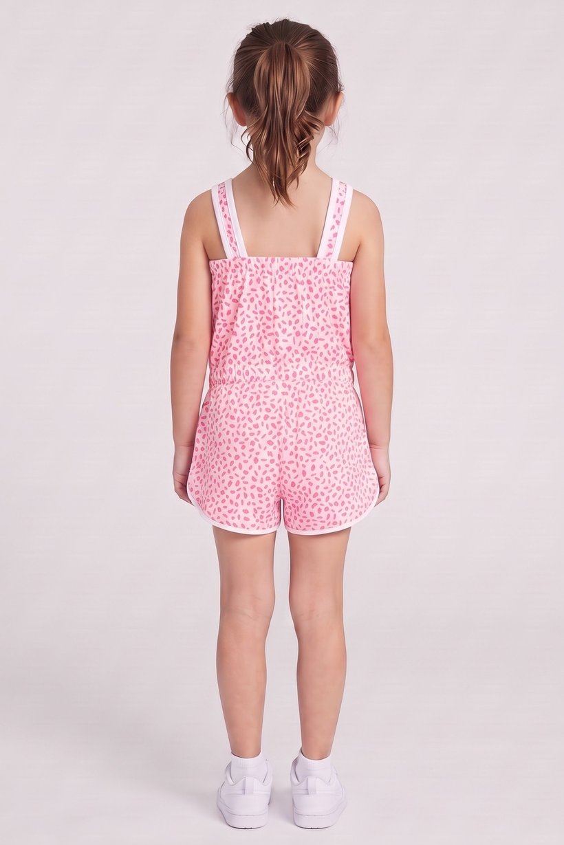 Toddlers Girl Allover Print Sleeveless Outdoor Romper, Multicolor