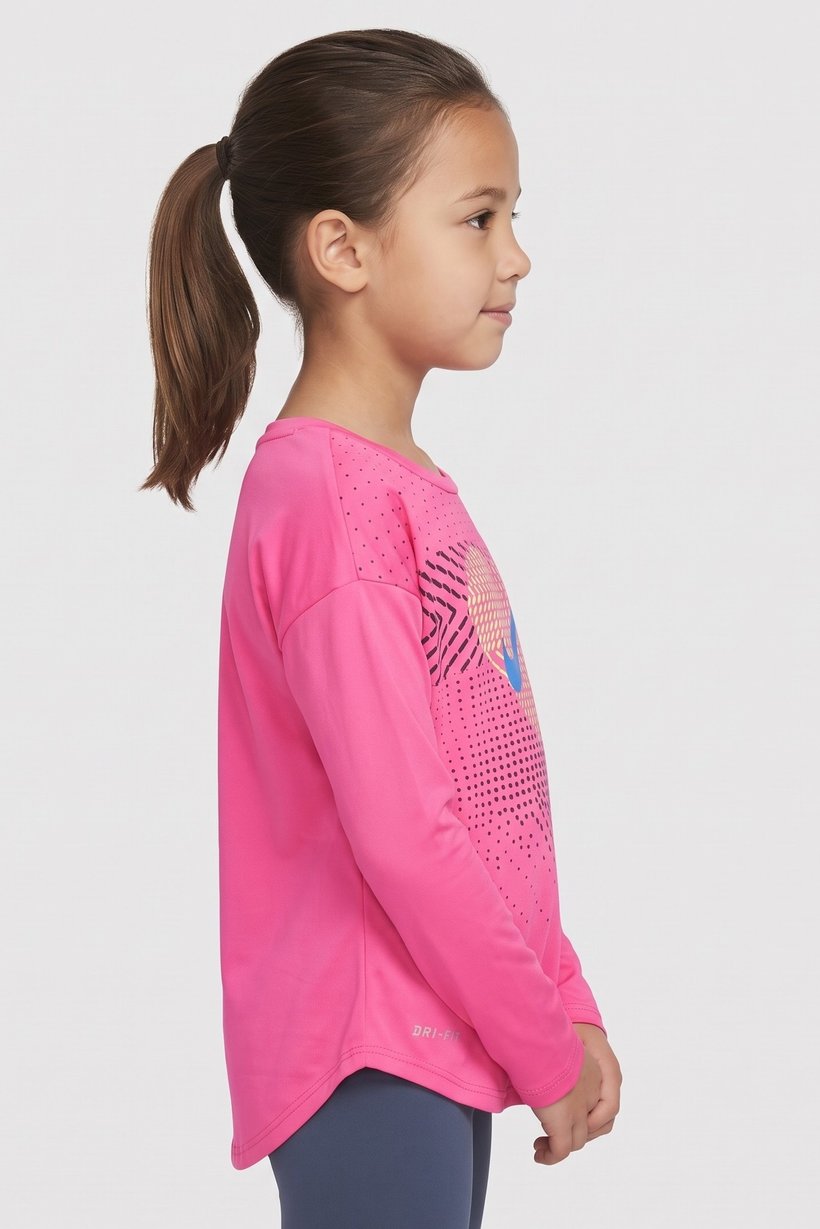 Kids Girl Dri Fit Long Sleeve Training T-Shirt, Dark Pink