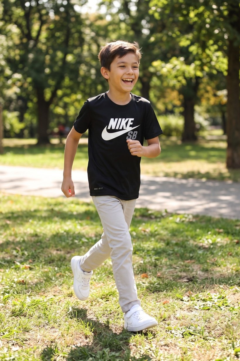 Kids Boy Dri Fit Short Sleeve Outdoor T-Shirt, Black