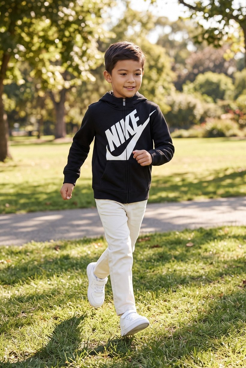 Kids Boy Sportswear Fit Long Sleeve Outdoor Hoodie, Black