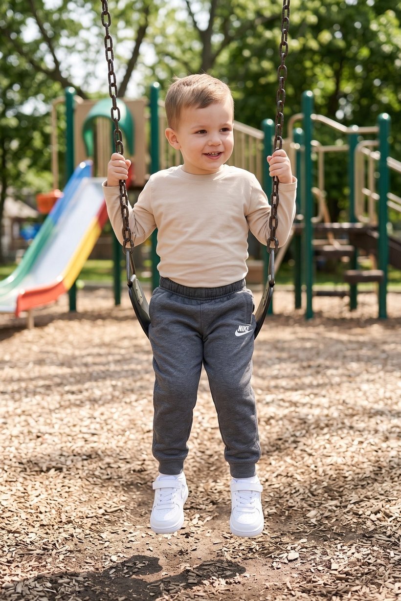 Toddlers Boy Brand Logo Pull Over Jogger Pants, Grey