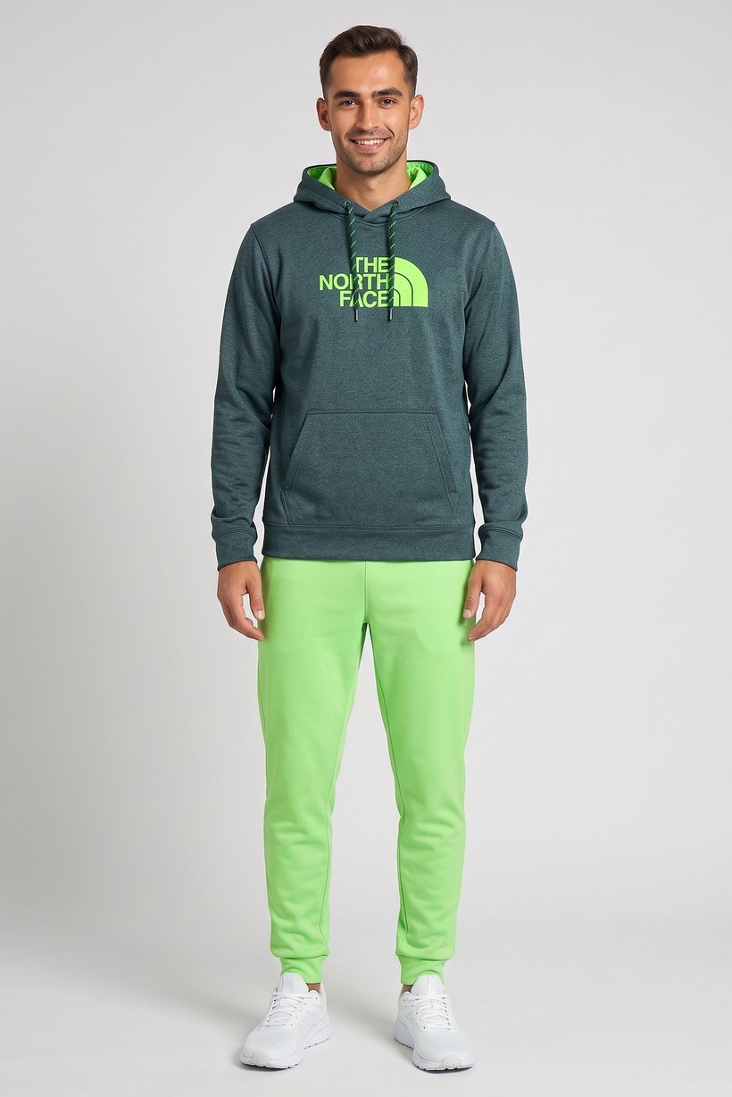 Men Sportswear Fit Long Sleeve Outdoor Hoodie, Teal Green