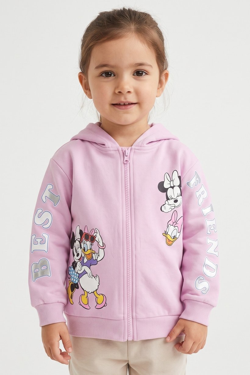 Mickey And Friends Toddlers Girl Graphic Print Long Sleeve Hoodie, Purple