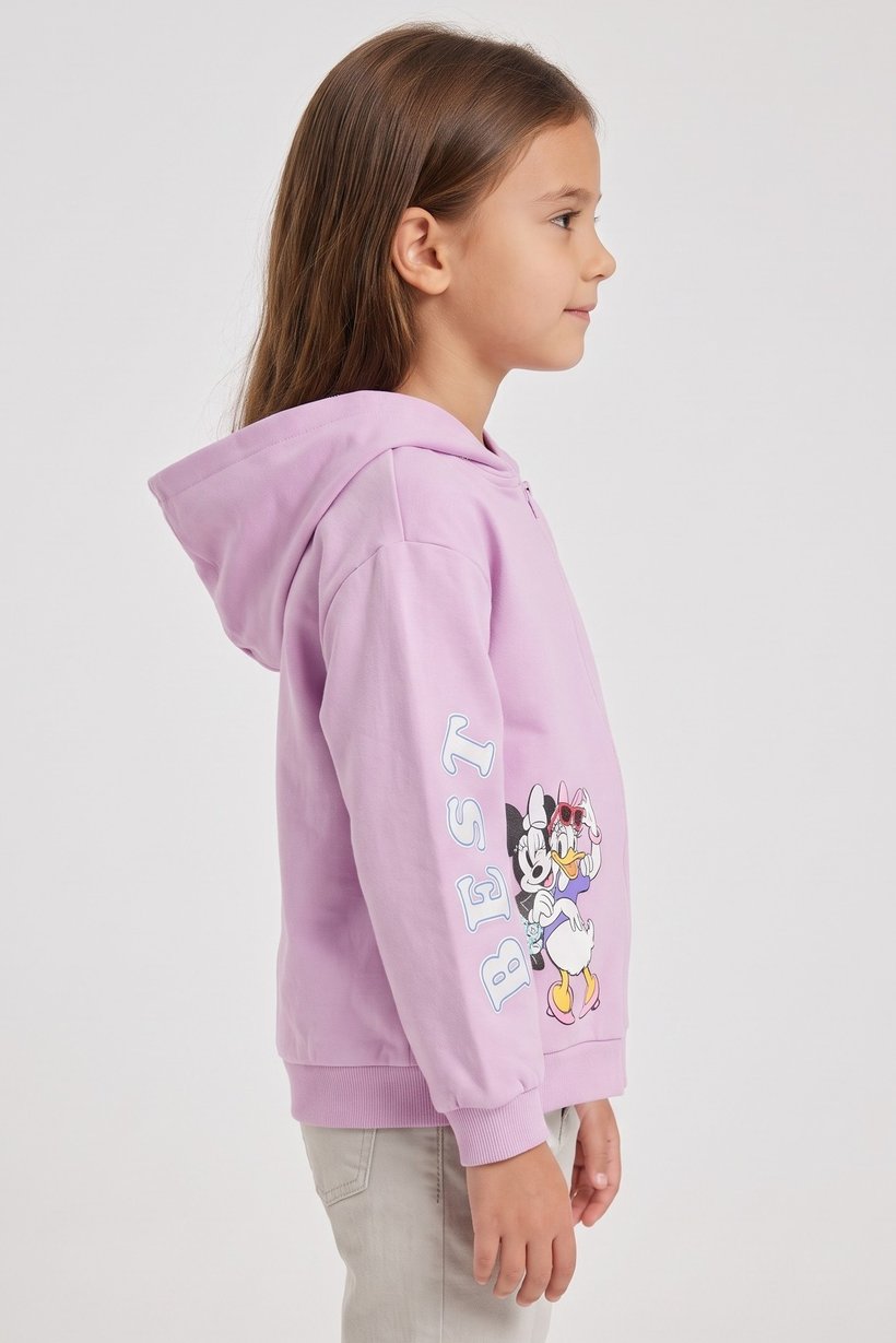 Mickey And Friends Kids Girl Graphic Print Long Sleeve Hoodie, Purple