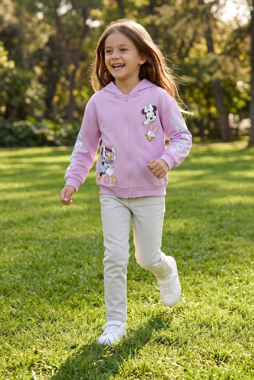 Mickey And Friends Kids Girl Graphic Print Long Sleeve Hoodie, Purple