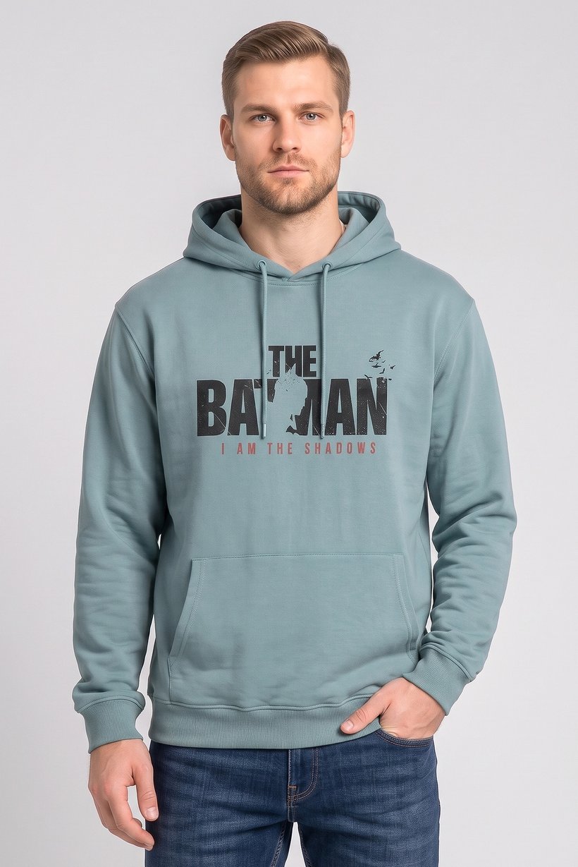 Men Long Sleeve Graphic Print Hoodie, Sage Green