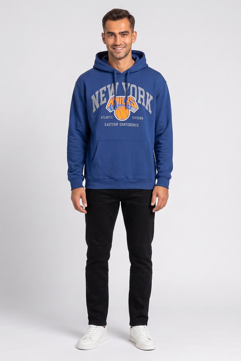 Men Sportswear Fit Long Sleeve Outdoor Hoodie, Navy