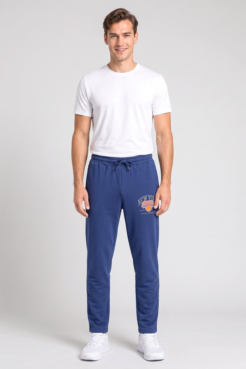 Men Sportswear Fit Outdoor Sweatpants, Navy Blue