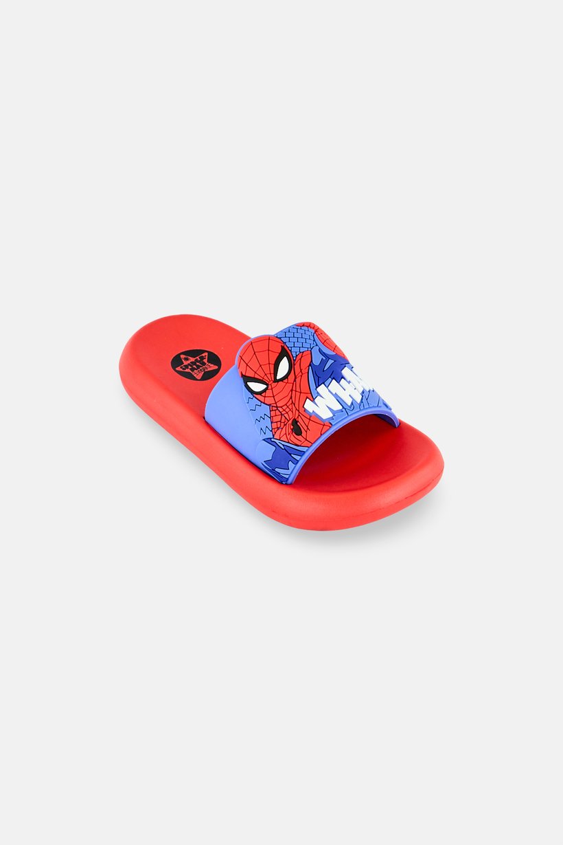 Toddlers Boy Spider Man Slip On Slides, Red
