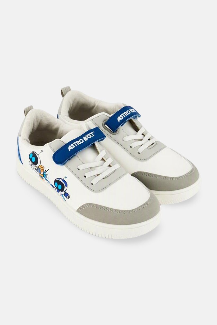 Kids Boy Astro Bot Velcro Closure Casual Shoes, White