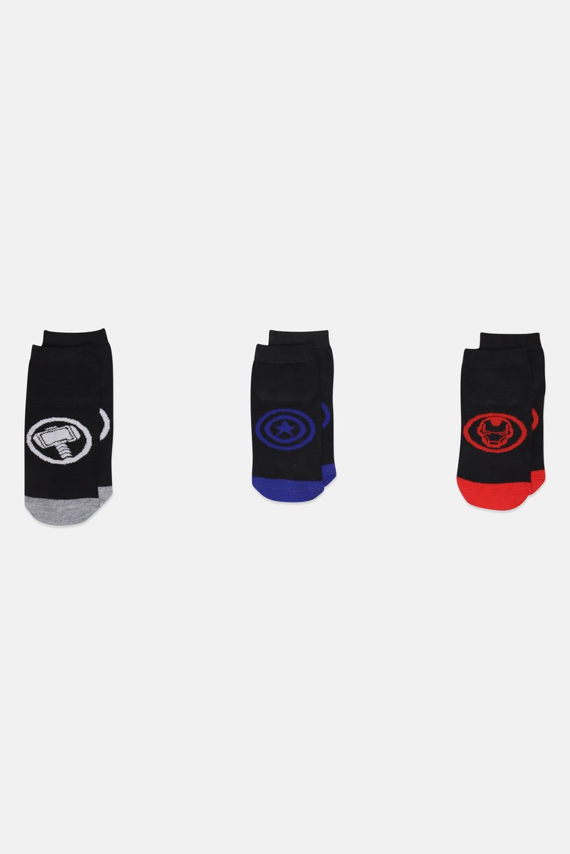 Kids Boy 3 Pair Avengers Graphic Print Socks, Black