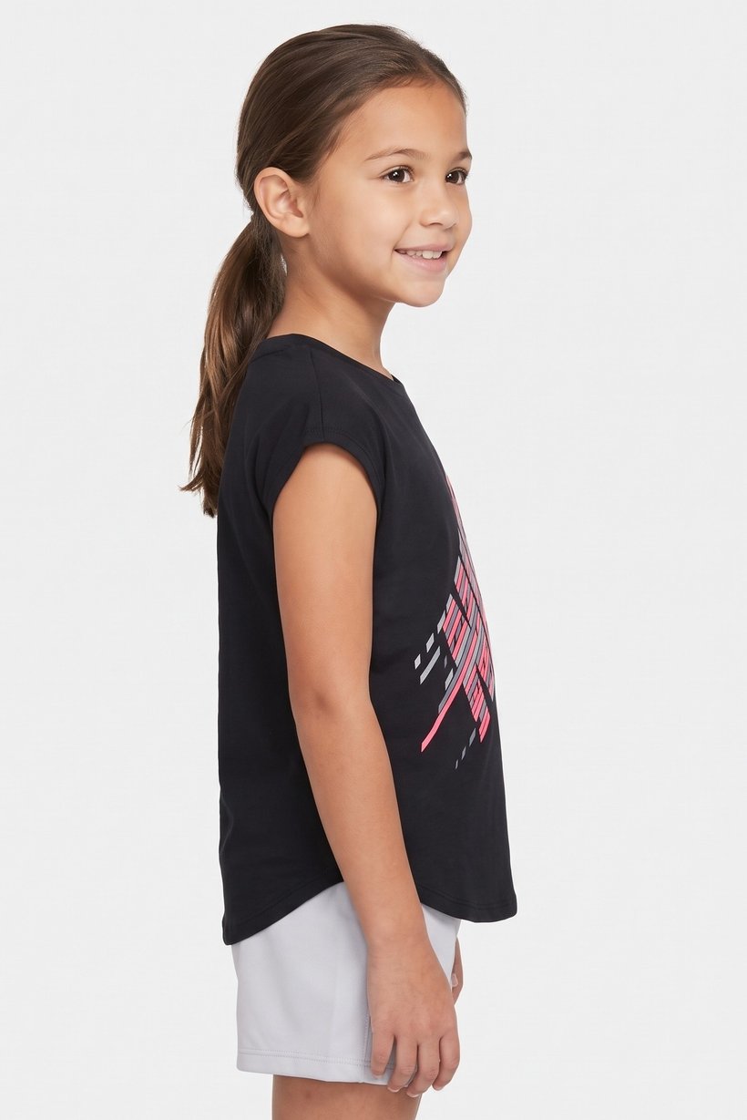 Kids Girl Sportswear Fit Short Sleeve Outdoor Top, Black
