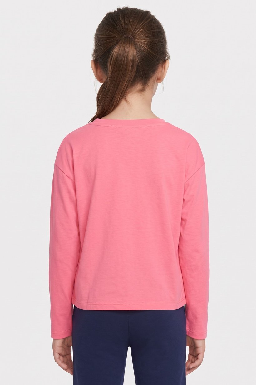Kids Girl Sportswear Fit Long Sleeve Outdoor Top, Dark Pink