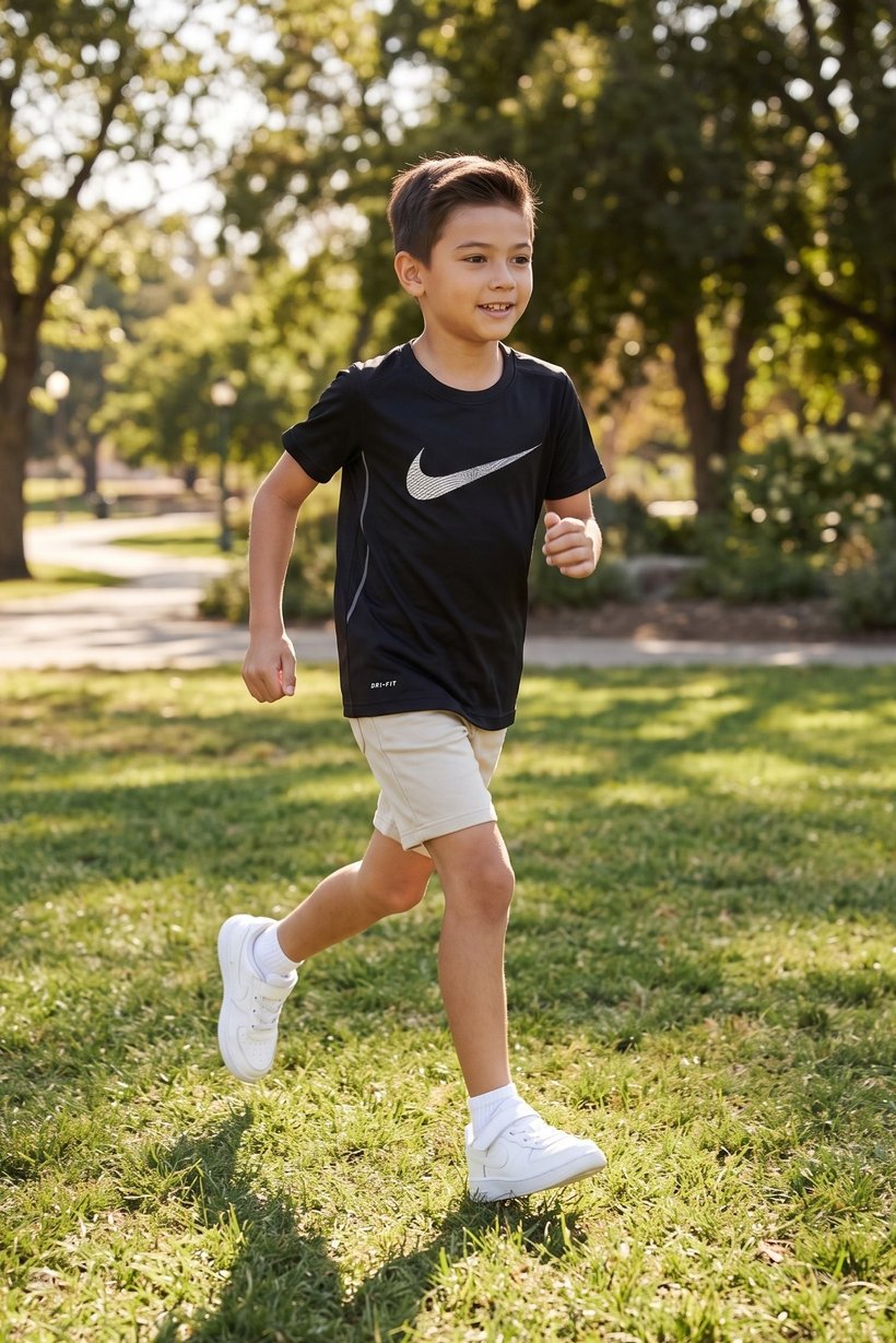 Kids Boy Sportswear Fit Training T-Shirt, Black