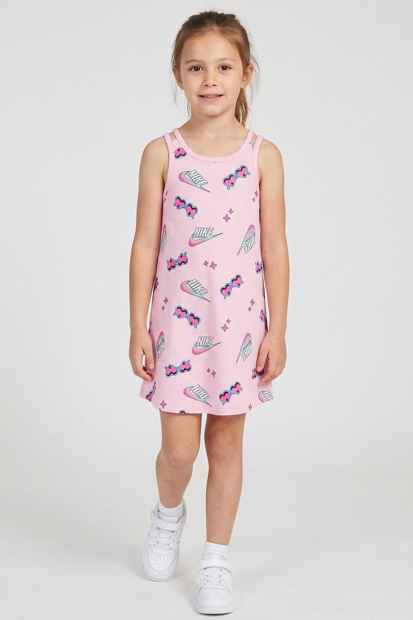 Toddlers Girl Allover Print Sleeveless Dress, Multicolor