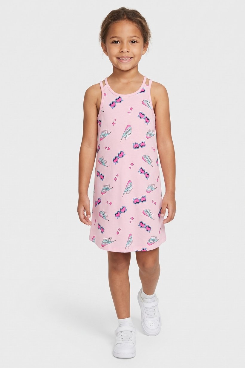 Kids Girl Allover Print Sleeveless Outdoor Dress, Multicolor