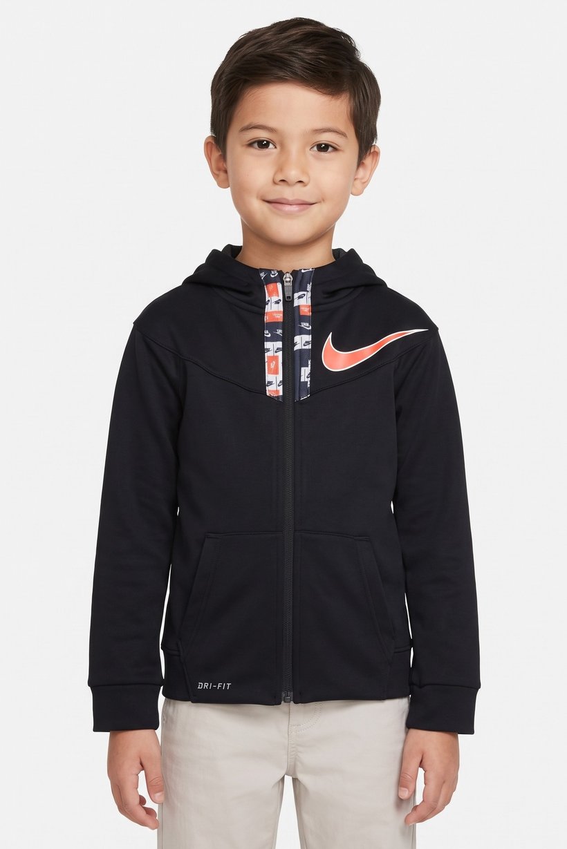 Toddlers Boy Long Sleeve Brand Logo Hoodie, Black