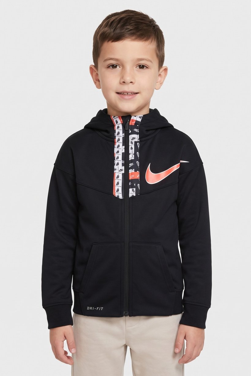 Toddlers Boy Dri Fit Long Sleeve Outdoor Hoodie, Black