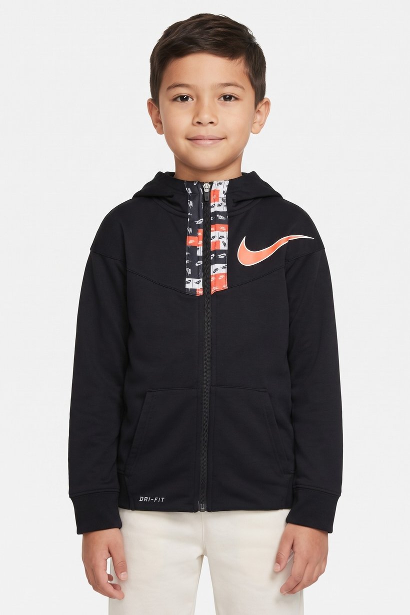 Kids Boy Sportswear Fit Long Sleeve Outdoor Hoodie, Black
