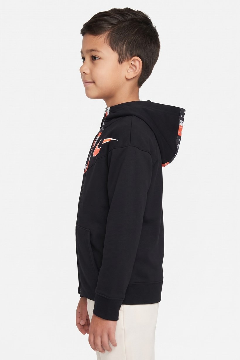 Kids Boy Sportswear Fit Long Sleeve Outdoor Hoodie, Black