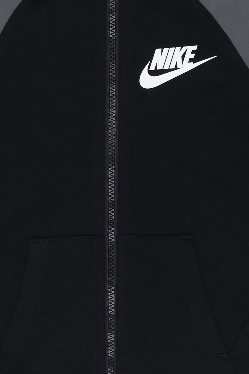 Toddlers Boy Brand Logo Long Sleeve Full Zip Hoodie, Black