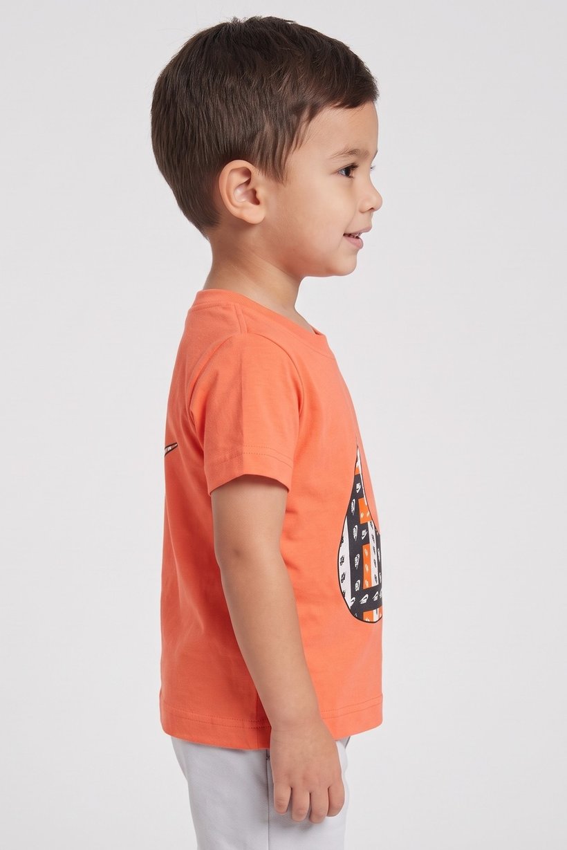 Toddlers Boy Short Sleeve Brand Logo Top, Orange
