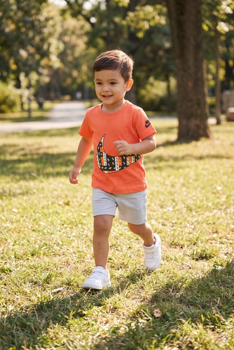 Toddlers Boy Short Sleeve Brand Logo Top, Orange