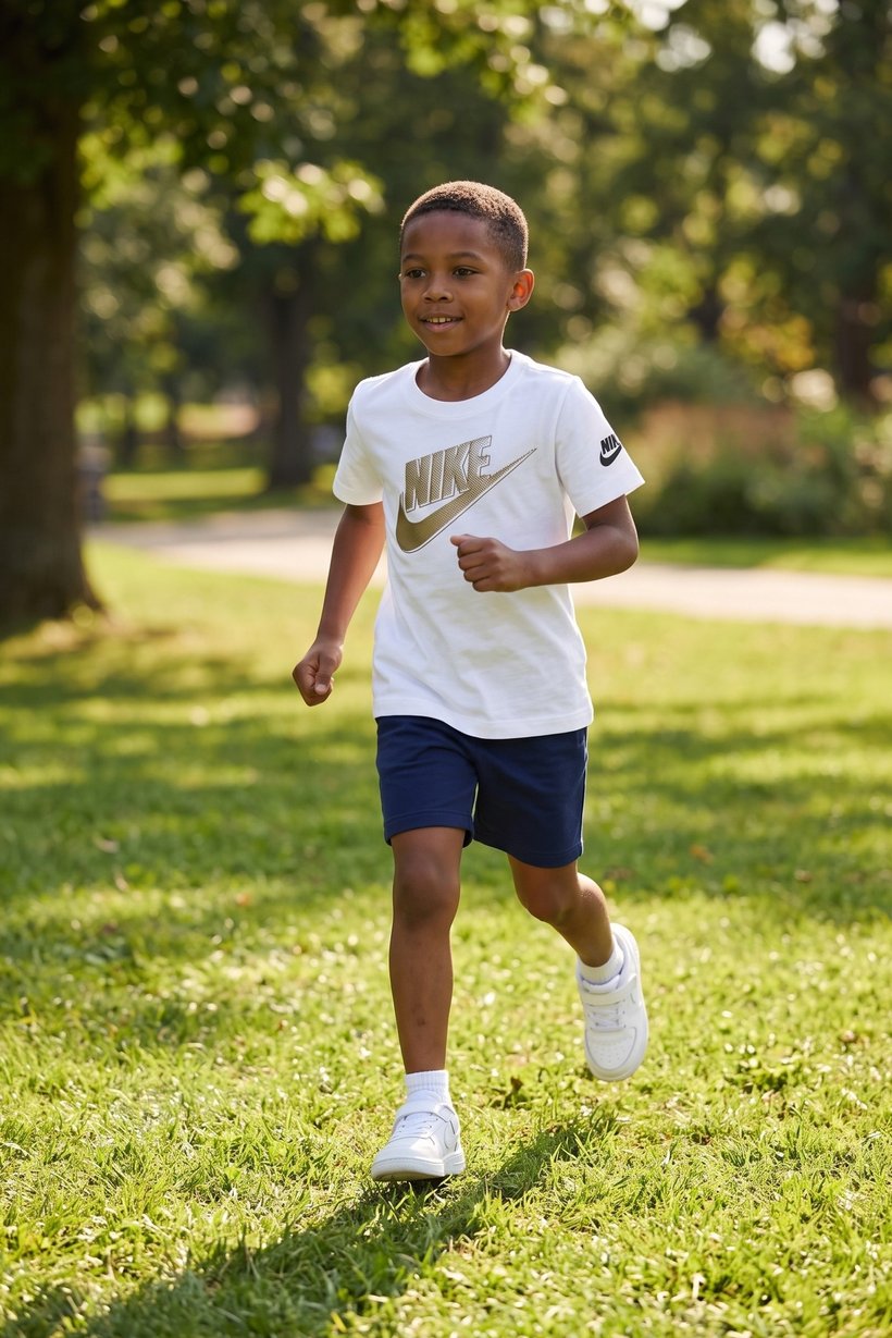 Kids Boy Sportswear Fit Short Sleeve Outdoor T-Shirt, White