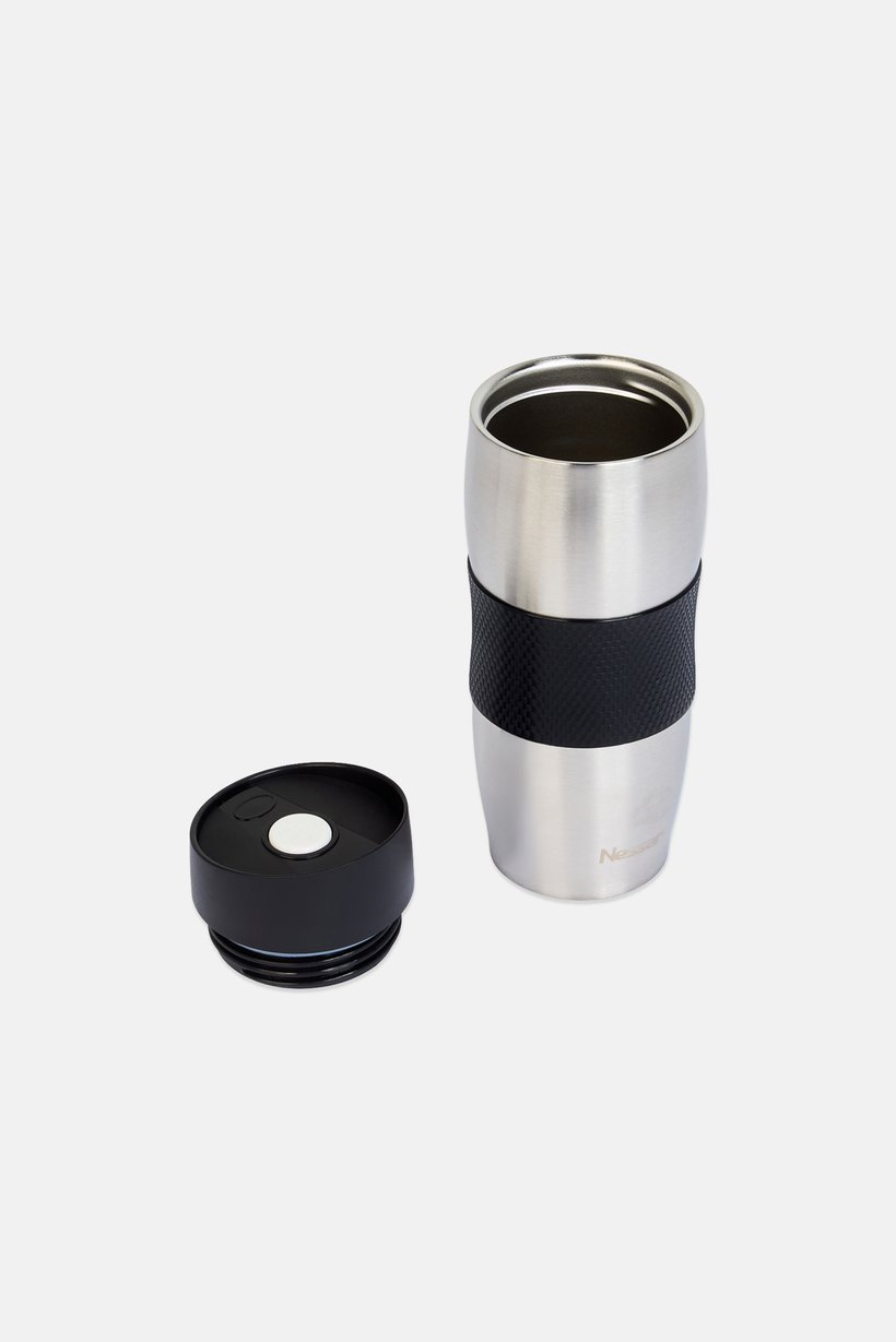 Stainless Steel Travel Mug With Silicone Rubber, Black