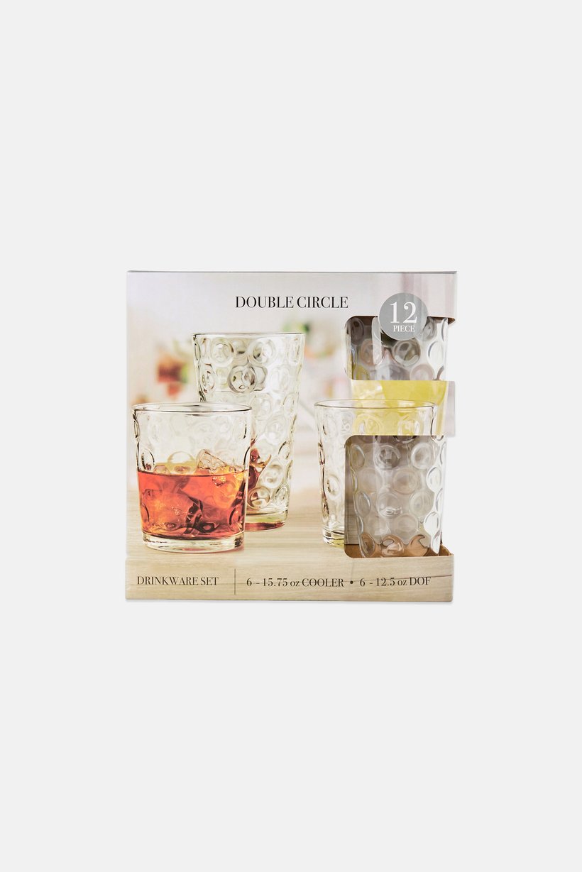 12 Pieces Drinkware Set, Transparent