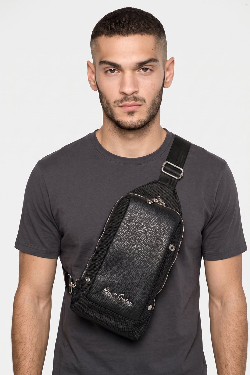 Men Brand Logo Fanny Pack, Black