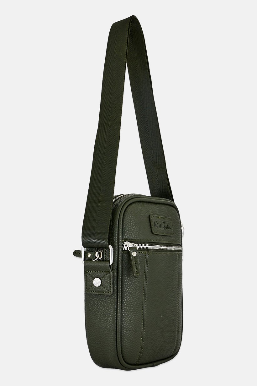 Men Brand Logo Cross Body Bag, Dark Olive