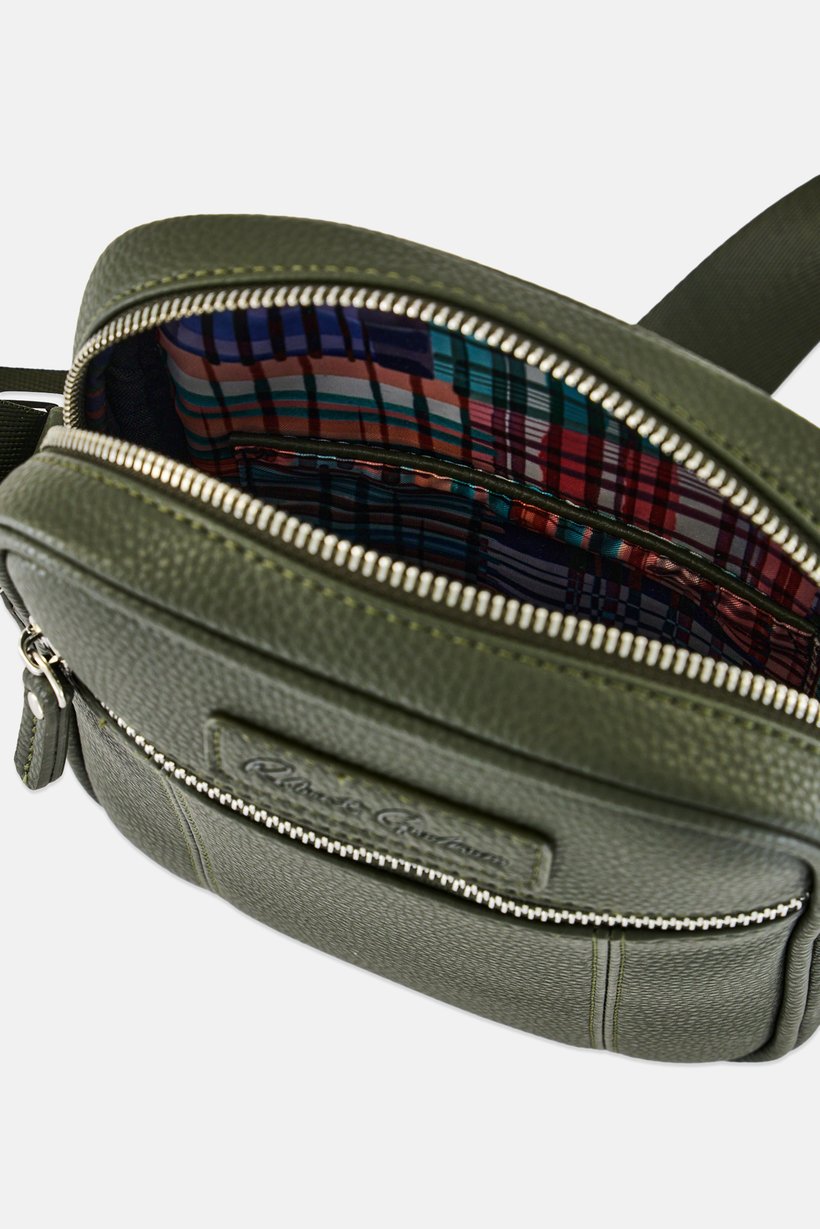 Men Brand Logo Cross Body Bag, Dark Olive
