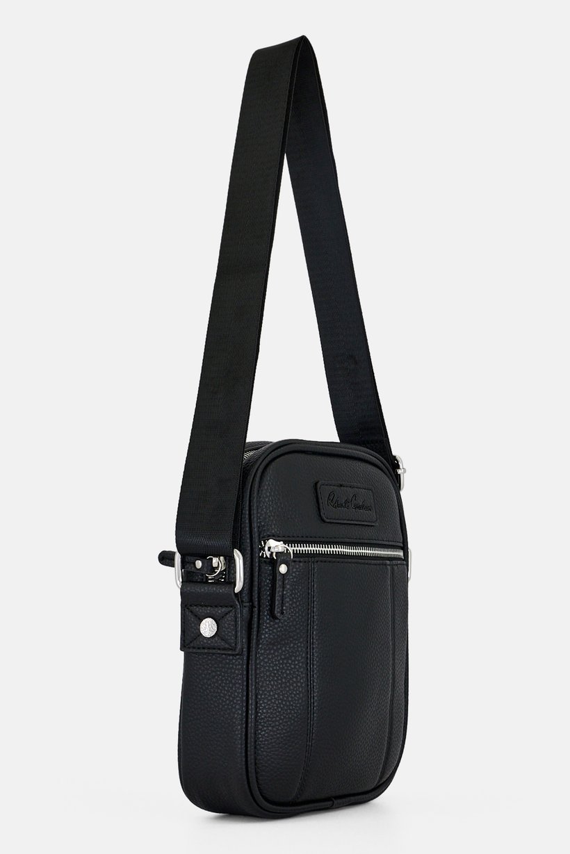 Men Brand Logo Cross Body Bag, Black