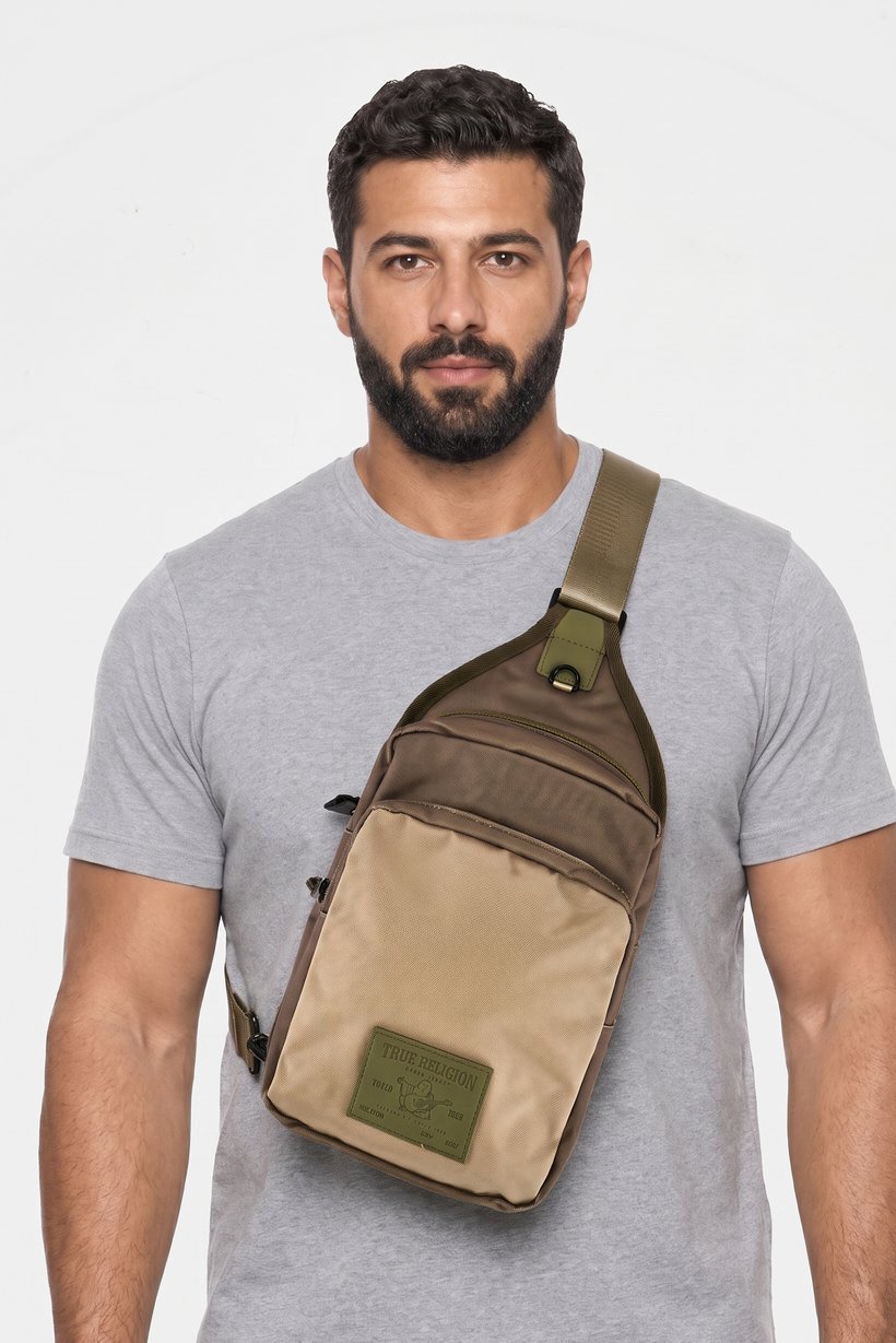 Men Brand Logo Cross Body Bag, Multicolor