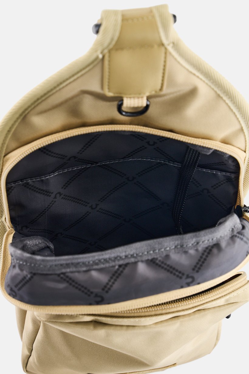Men Brand Logo Sling Backpack, Beige