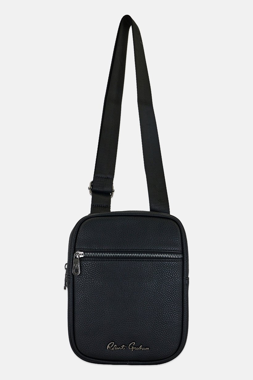 Men Brand Logo Cross Body Bag, Black