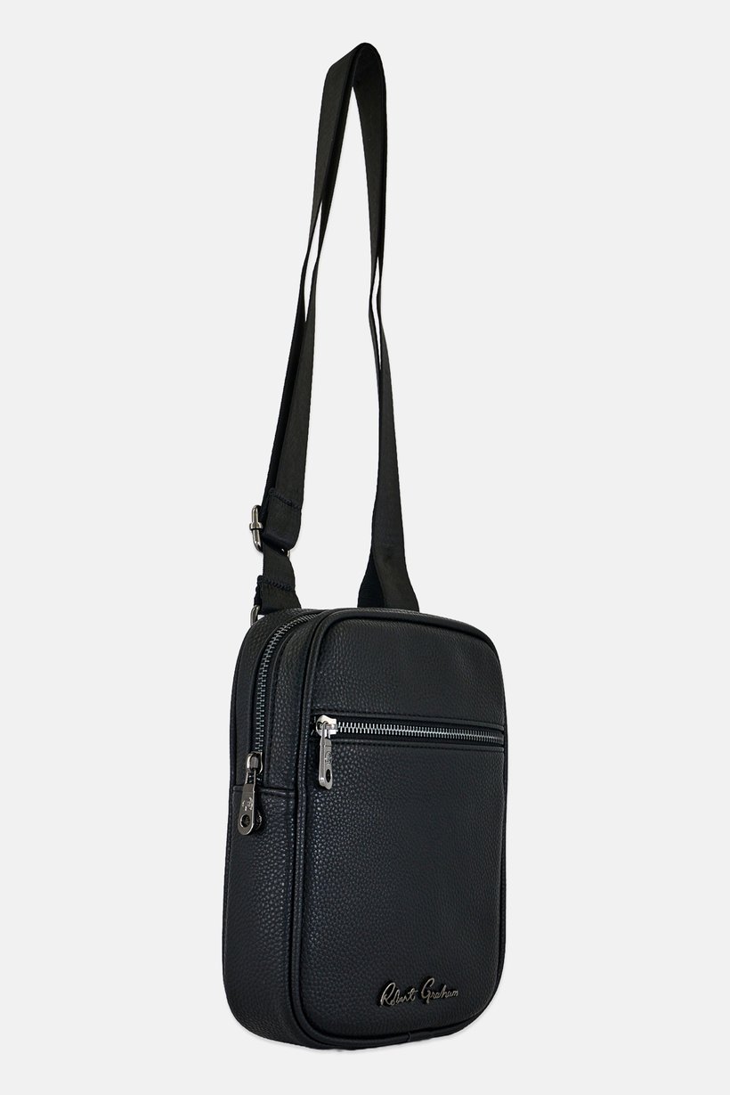 Men Brand Logo Cross Body Bag, Black