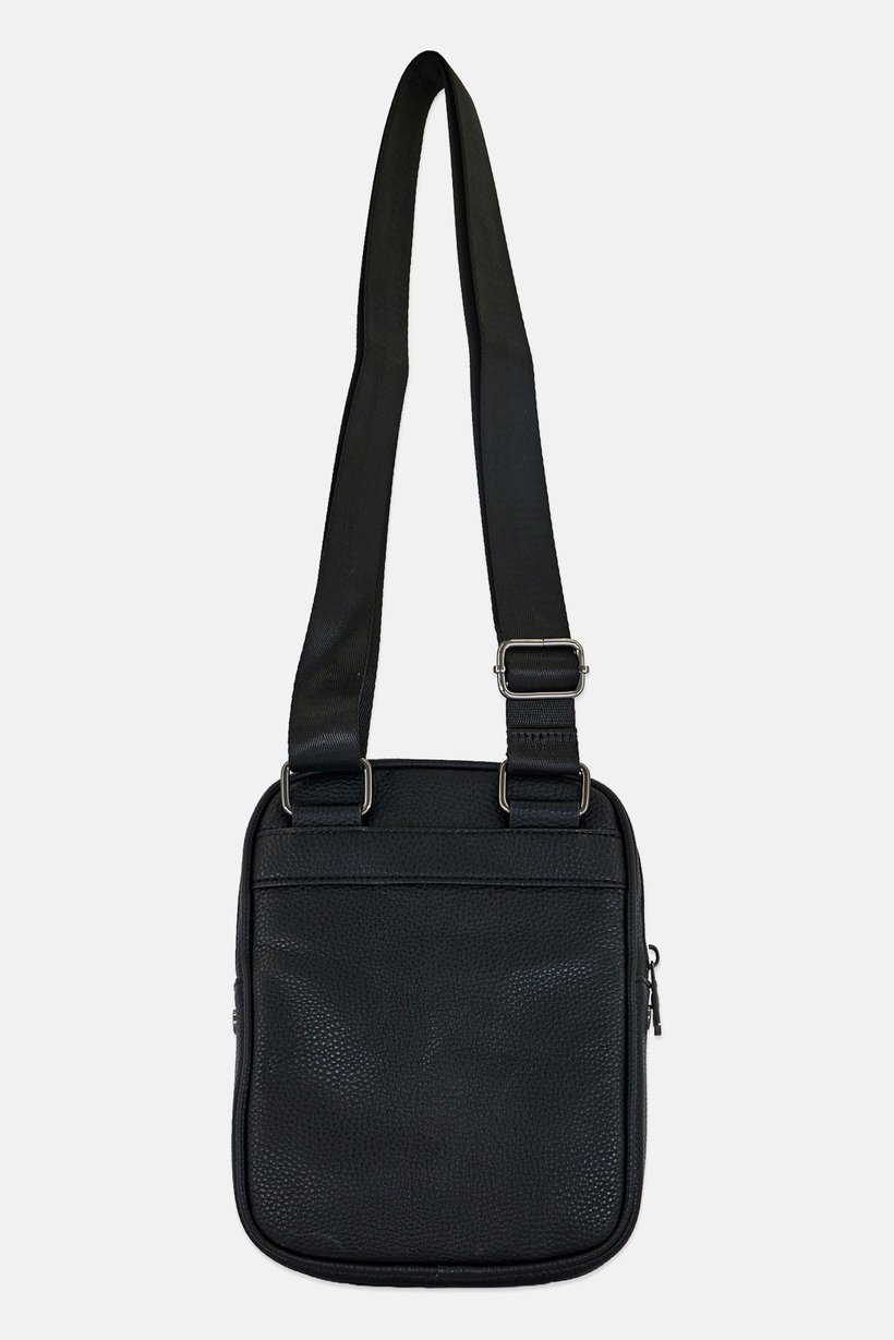 Men Brand Logo Cross Body Bag, Black