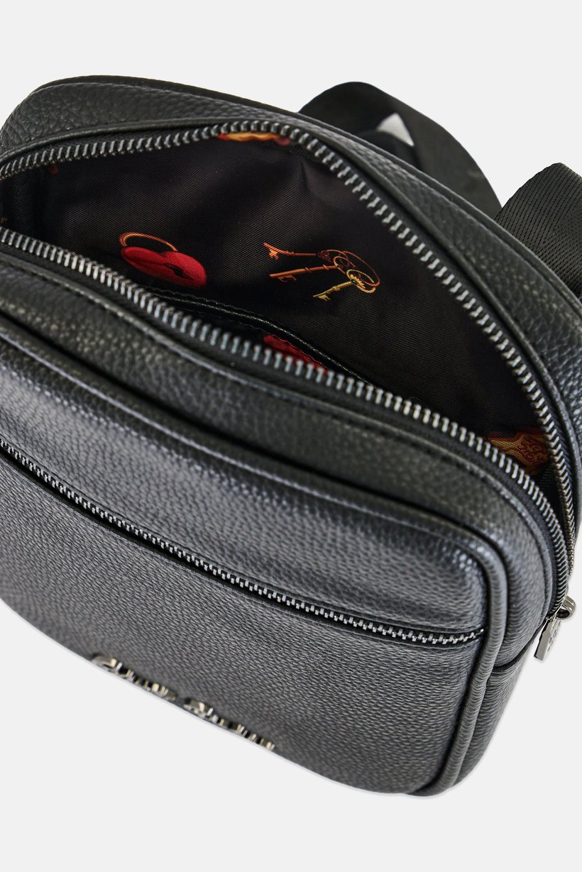 Men Brand Logo Cross Body Bag, Black