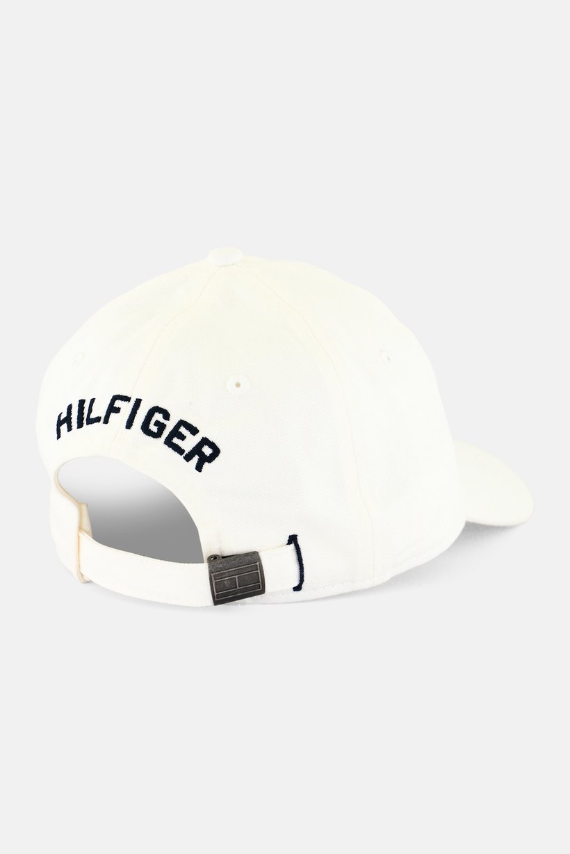 Men Embroidered Logo Adjustable Buckle Closure Cap, White