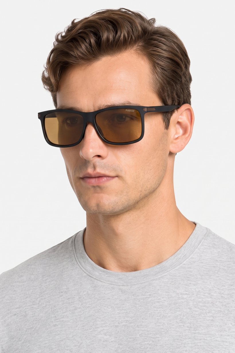 Men PLD 2075/S/X Rectangular Sunglasses, Black