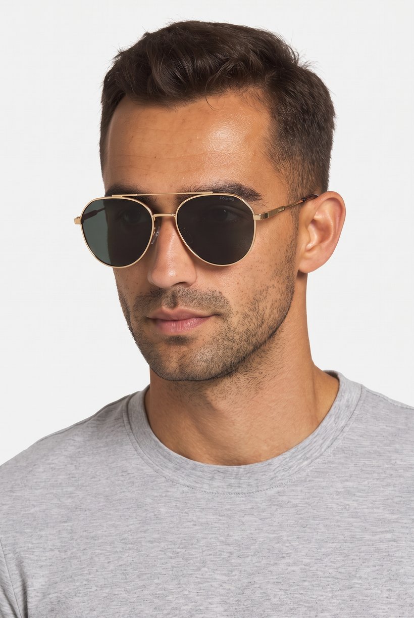 Men PLD 4119 S X Aviator Sunglasses, Gold