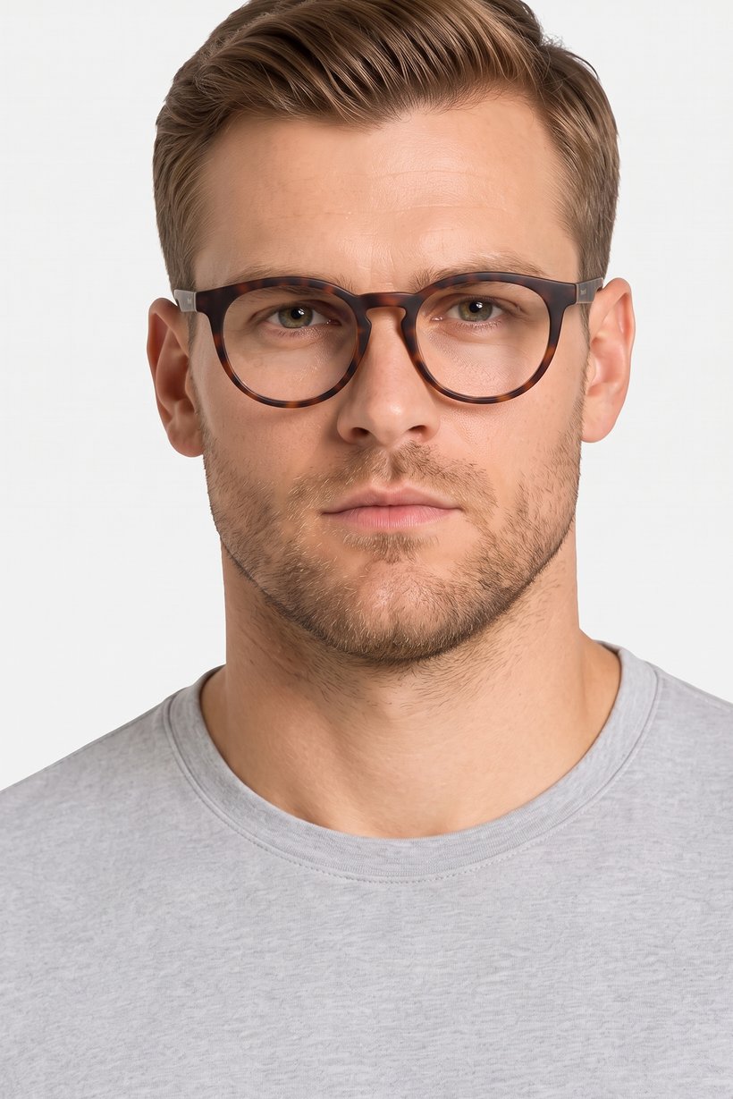 Men 205145N9P49UC Round Sunglasses, Havana