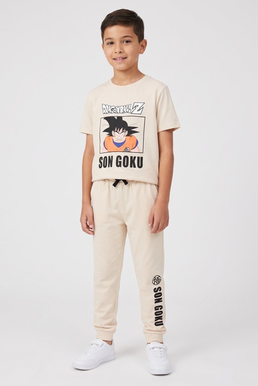 Kids Boy 2Pcs Short Sleeve T-Shirt And Jogger Pants Set, Beige